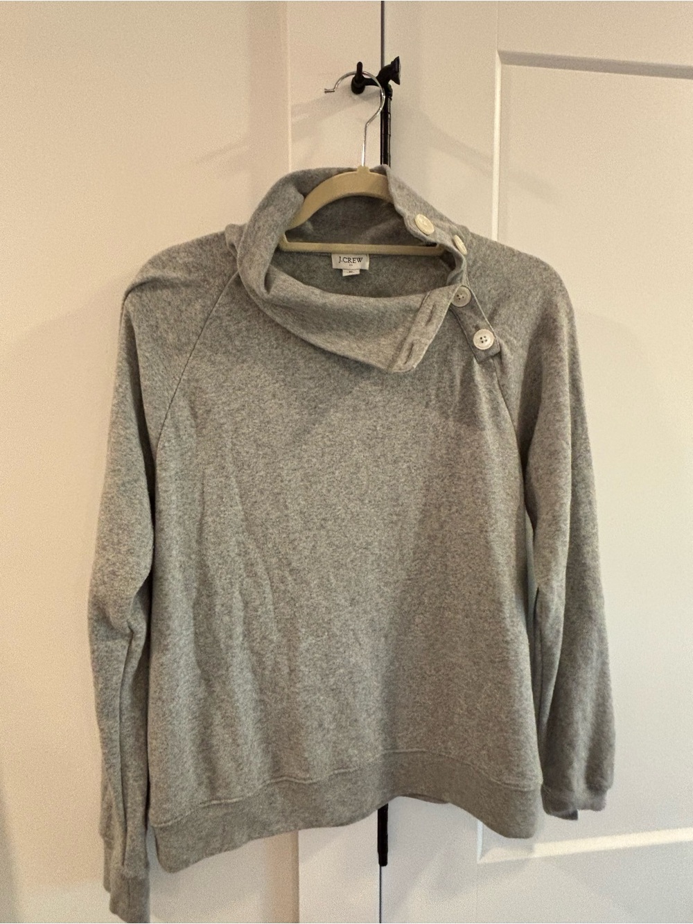 J. Crew Factory Women's Gray Button-Neck Pullover Sweater